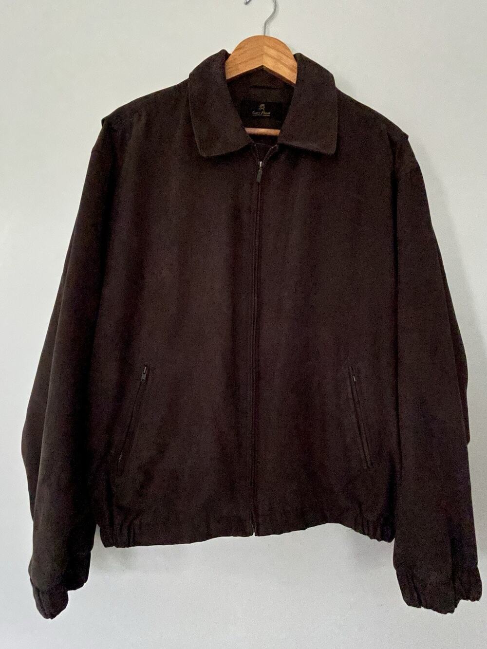 Vintage Gary Player Brown Faux Suede Harrington Bomber Jacket Mens 2XL